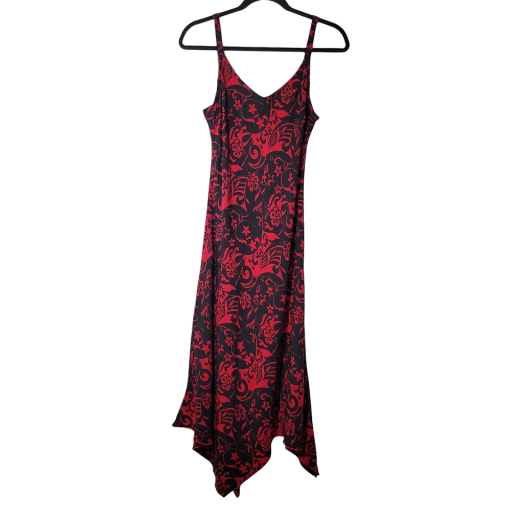 Tropical Tantrum red and black scarf hem sundress Size Medium